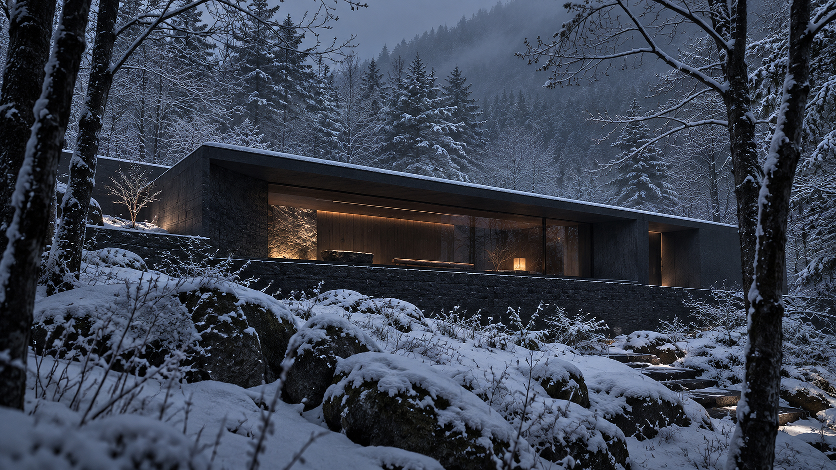 建築CGパース 制作事例 雪山外観